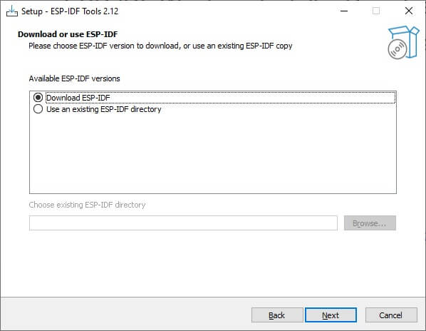 ESP-IDF Setup window