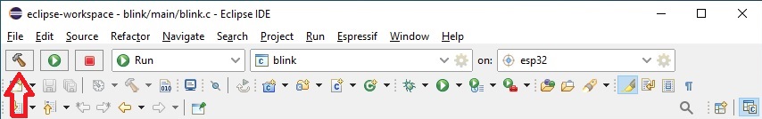 ESP-IDF Ecplise Build button location