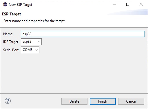 ESP-IDF Ecplise device target