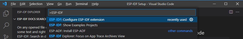 Configure ESP-IDF configuration in VS Code