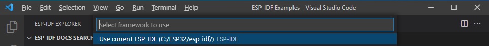 ESP-IDF new example project chosoe framework in VS Code